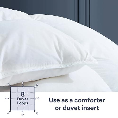 Maple&Stone Feather Down Comforter King, Heavyweight Duvet Insert | Extra Fluffy Duvet Insert in White, 100% Cotton Shell, Baffle Construction, 8 Loops, 106 x 90 in thumbnail 4