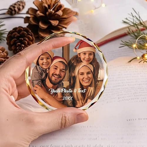 Bemaystar Personalized Crystal Christmas Ornaments with Photo,Custom Christmas Ornament,Wedding Gifts for Couples,Bridal Shower Gifts for Bride - Color2 thumbnail 4