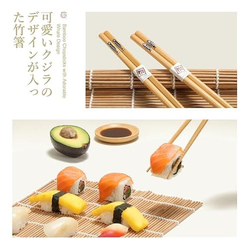 Sushi Making Kit, Delamu Bamboo Sushi Mat, Including 2 Sushi Rolling Mats, 5 Pairs of Chopsticks, 1 Paddle, 1 Spreader, 1 Beginner Guide PDF, Beginner Sushi Kit, Sushi Plates thumbnail 6