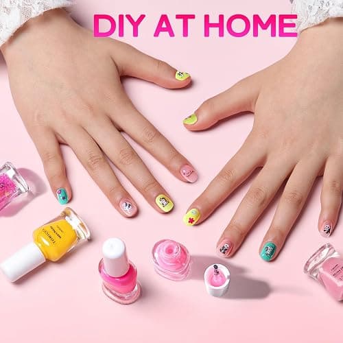 TOMICCA Kids Nail Polish Set, Non Toxic Quick Dry Water-Based Peel-Off 10 Colors Toddler Nail Polish Kit Natural Safe Quick Diy Kids Gifts Kit for Girls Ages 5+ thumbnail 4
