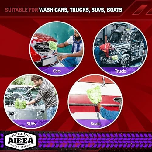 AIDEA Car Wash Mitt Microfiber, 1PK-Scratch-Free& Lint-Free, Premium Chenille Microfiber Mitt Car Wash Brush-Green Regular Size (7.12''X10.14'') thumbnail 7