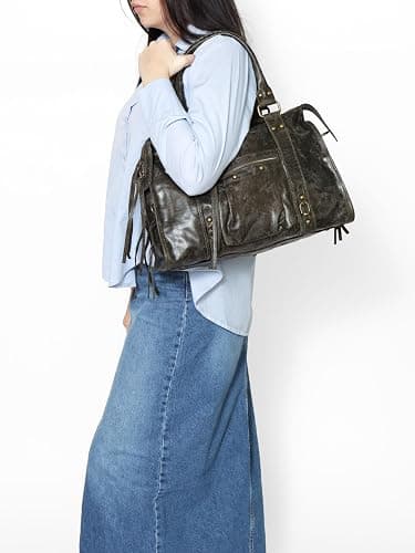 Gave Lux, Damen-Schultertasche aus echtem Wildleder. Handgefertigtes Produkt. Hergestellt in Italien, GLX220609023FBG, helles Leder, 41 x 28 x 13 cm thumbnail 7