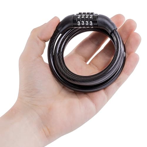 Master Lock Cable Bike Lock 4' x 5/16" Black 8143D | Combination Bike Lock Metal Cable Weather Resistant Vinyl Coating for Outdoor Equipment, Bicycles, thumbnail 9
