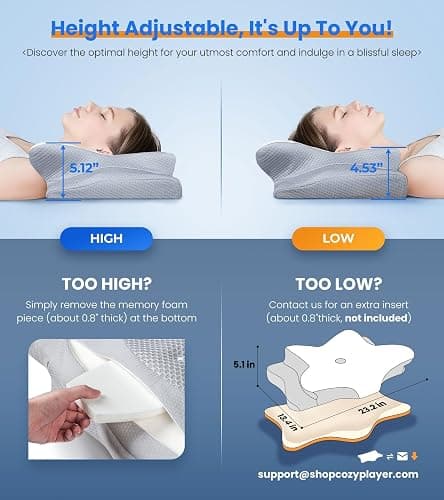 Ultra Pain Relief Cooling Pillow for Neck Support, Adjustable Cervical Pillow Cozy Sleeping, Odorless Ergonomic Contour Memory Foam Pillows, Orthopedic Bed Pillow for Side Back Stomach Sleeper thumbnail 4