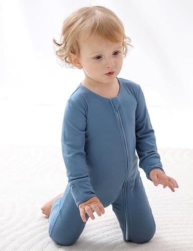 JunNeng Viscose from Bamboo Sleeper with Mittens, 2 Way Zipper Baby Boy Pajamas, Non Slip Sleep'N Play Romper thumbnail 7