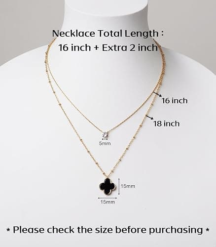 M.DUN - Layered Necklace for Women, 2 Strand Stainless Steel Chains with Clover, Butterfly or Heart Pendant, Dainty Fashion Jewelry Gift thumbnail 5
