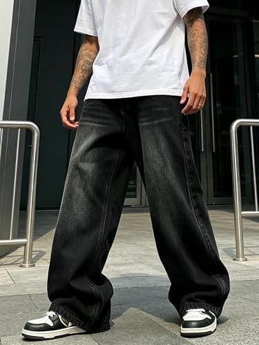 Mens Straight Leg Jeans Y2k Baggy Skater Jeans Joggers Vintage Denim Pants for Men thumbnail 3