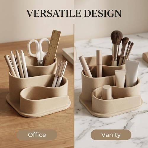 OAKOA Aesthetic Desk Organizer - Modern Desk Accessories - Boho Pen Holder | Beige Aesthetic Desk Accessories - Modern Cute Desk Organizer - Neutral Boho Desk Accessories - Desk Essentials for Women thumbnail 5