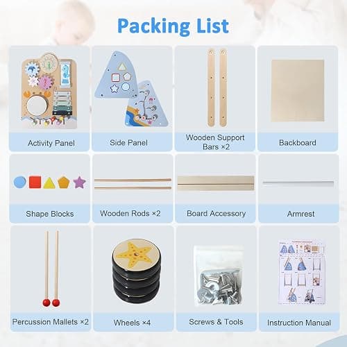 Pikasser Chariot de Marche Bebe, 8-en-1 Trotteur Bébé en Bois, Trotteur et Jouet éducatif pour les tout-petits de 3 mois à 2 ans, Cadeau pour Garçons et Filles thumbnail 3