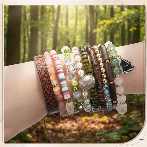 Nosiny 10pcs Therian Bracelets Fairy Grunge Stacking Leather Beaded Stretch Bracelet Therian Pride Symbol Accessory Gift thumbnail 2