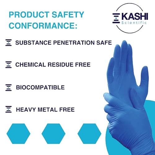 Kashi Scientific Disposable Medical Exam Nitrile Gloves, Powder Free Latex Free, 4 mil Blue Non Latex Glove, Food Safe Gloves thumbnail 5