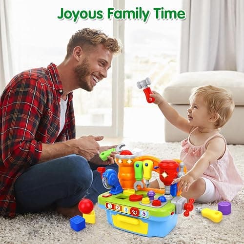 ORWINE Toys for 1 Year Old Boy, Musical Toddler Tool Bench, Montessori Educational Toys with Sound Lights Effect, Shape Sorter, One Year Old Boy Birthday Gift, Engineer Pretend Play Workbench thumbnail 6