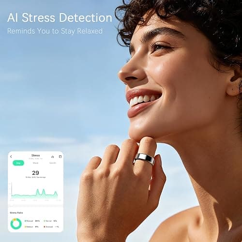 2026 Smart Ring For Women & Men, Sleep Health Fitness Tracker, Gold 6 | No App Fee, Track Sleep, Heart Rate, Blood Oxygen and Stress, 5-7 Day Battery Life, Lightweight, iOS & Android Compatible thumbnail 6