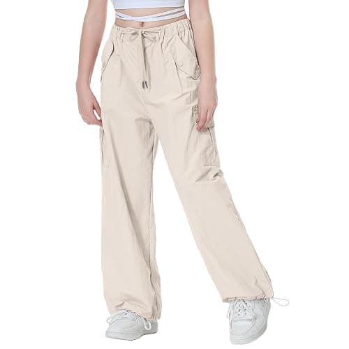 Rolanko Parachute Pants for Girls Y2K Cargo Trousers with Pockets Harajuku Jogger Pants Kids 4-14 Years thumbnail 2