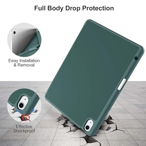Akkerds Compatible with iPad Air 6th Generation 11 Inch Case M2 2024, for iPad Air 5th/4th Generation Case 2022/2020 10.9 Inch with Pencil Holder[Auto Sleep/Wake], PineGreen thumbnail 4