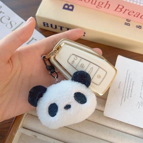 Cute Cartoon Panda Keychains Women Men Plush Panda Doll Bag Pendant Car Keyring Accessories thumbnail 5
