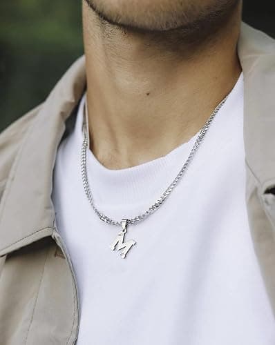 Avotto Initial A-Z Letter Baseball Necklace for Men Boys,5mm Silver/Gold/Black Sturdy Non-Fading Stainless Steel Cuban Chain with Baseball Letter Charm Pendant Neckalce Stuff Jewelry Gifts 20+2Inch thumbnail 4