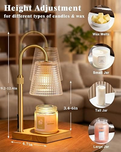 Hong-in Candle Warmer Lamp with Timer, House Warming Gifts New Home Decor | Dimmable & Adjustable Height, Electric Wax Warmer for Scented Wax Jar Candles,Gifts for Women Mom Sister thumbnail 2
