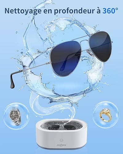 JeaTone 46KHz Nettoyeur Ultrasons Professionnel 600ml Bac Ultrasons Portable pour Le Nettoyage Profond de Bijoux, Lunettes, Montres, Attelles Dentaires, Dentier, Têtes de Rasoir et Pièces de Monnaie thumbnail 2