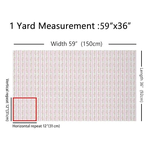 Rose Fabric by The Yard, Floral Pattern Upholstery Fabric, Geometric Strip Lines Material by The Yard, Romantic Valenties Waterproof Fabric for DIY Art Craft Patchwork, Pink, 2 Yards thumbnail 2