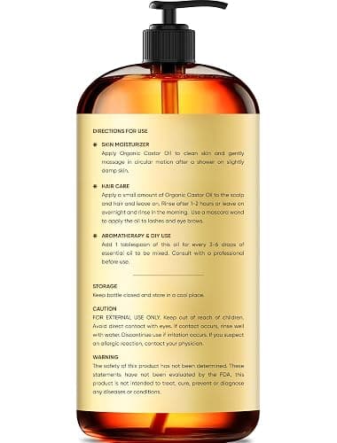 Brooklyn Botany Cold-Pressed Organic Castor Oil | 16 Fl Oz | Hair | Face | Body | 100% Pure and Natural | Carrier Oil | Aromatherapy | Massage | Ayurvedic Hair Care | Hexane-Free thumbnail 2