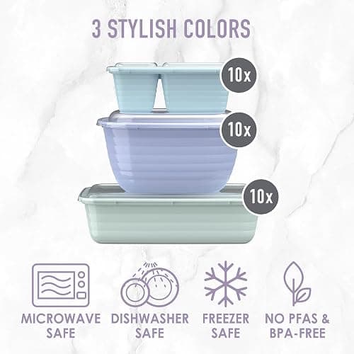 Bentgo Prep 60-Piece Variety Meal Prep Kit - Reusable PFAS & BPA-Free Food Containers 1-Compartment Trays, Prep Bowls, & Snack Boxes - Microwave, Freezer, & Dishwasher Safe (Floral Pastels) thumbnail 6