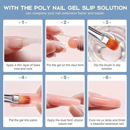 Morovan Nail Slip Solution Kit: 2.5 OZ Anti‑Stick Gel Liquid for PolyGel Nails with Dual‑Ended Brush & Nail Forms Ideal Easy Spread for Beginners thumbnail 7