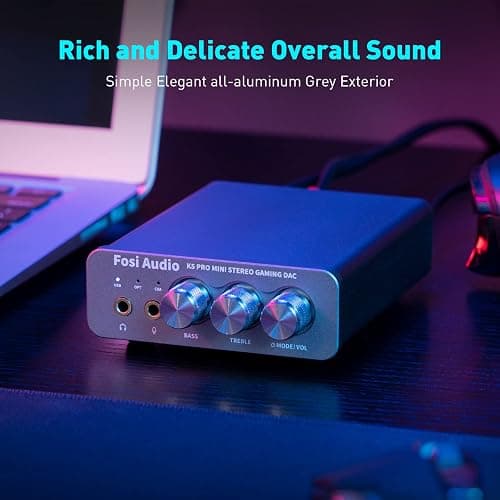 Fosi Audio K5 Pro Gaming DAC Headphone Amplifier Mini Hi-Fi Stereo Digital-to-Analog Audio Converter USB Type C/Optical/Coaxial to RCA/3.5MM AUX for PS5/PC/MAC/Computer thumbnail 3
