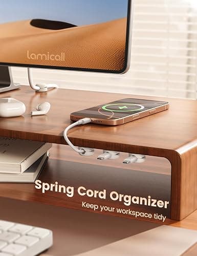 Lamicall Cord Organizer, Spring Cable Management Clips - 6Pack Compact Desk Cable Holder Clips, Nightstand Phone Charging Cord Holder, Halloween Adhesive Wire Organizer, Office Accessory, White thumbnail 2