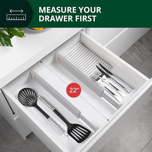 ROYAL CRAFT WOOD Adjustable Bamboo Drawer Dividers Organizers - Expandable Drawer Organization Separators For Kitchen, Dresser, Bedroom, Bathroom and Office, 4-Pack (Large (up to 22")) (Gray) thumbnail 6