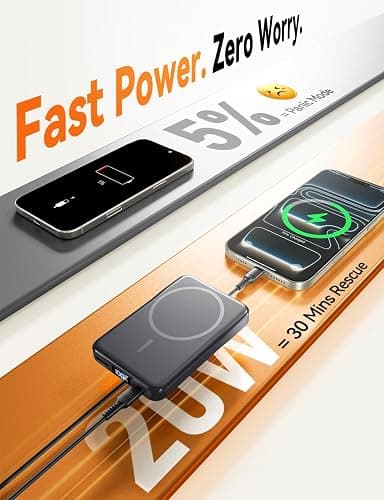 Magnetic Portable Charger, 10000mAh Power Bank, 20W Fast Charging for Magsafe Battery Pack, Travel Essential Wireless Charger Compatible with iPhone 17/16/15/14/13/12 Pro/Max/Air/Plus Series, Samsung thumbnail 3