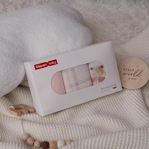 Gllquen Baby Muslin Bassinet Sheets 3 Pack, Breathable Elastic Cozy Fitted Cotton Bassinet Mattress Sheet for Baby Boy Girls, Fit for Hourglass Oval Rectangular Cradle Pad Sheets 33"x17" (Bear Dream) thumbnail 6