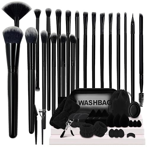 GZIXBDA Makeup Brush Set, 48Pcs Makeup Tool Set Premium Synthetic Foundation Concealers Powder Eye Shadows Makeup Brushes Kit for for Beginner Professional, Black - Image 1