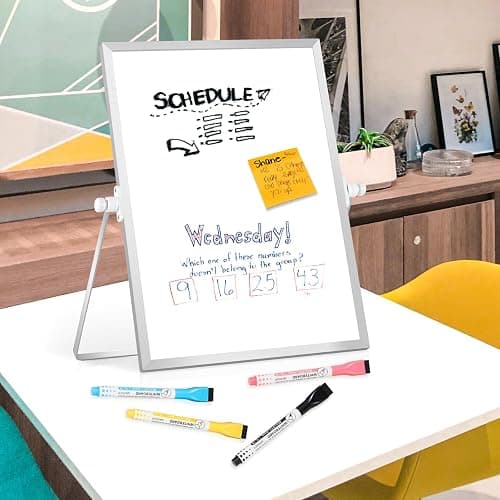 AMUSIGHT Dry Erase Magnetic White Board, 16" x 12" Double-Sided Desktop Whiteboard with Stand, Portable Small Whiteboard Set for Drawing, Office, Home, School thumbnail 7