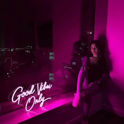 Kavaas Good Vibes Only Neon Signs for Wall Decor 17.7" x 9.9" | Pink Good Vibes Only LED Sign for Bedroom, Party, Bar, Salon - Best Gifts for Birthday, Christmas thumbnail 3