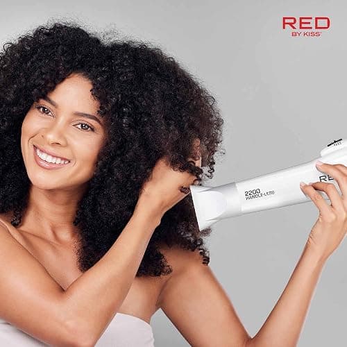 Red by KISS HandleLess Blow Dryer 2200W Ceramic Tourmaline White Color, 3 Heat Settings, Pik and Diffuser Included Comfortable Grip, Ionic for Frizz-Free Shine, Detangler & Straightening thumbnail 6