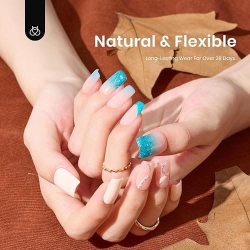Beetles Gel Nail Kit Easy Nail Extension Set 504Pcs Pre Filed Half Matte Short Square Soft Etch X Nail Tips with 5 in 1 Nail Glue Gel Uv Led Lamp Nail for Women - 1-Short Square 504pcs (etch-x kit) thumbnail 8