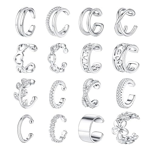 Jewdreamer 16Pcs Ear Cuffs for Women Non Piercing 14K Golded Silver Ear Cuffs Earrings Non Pierced Clips On Cartilage Earring Fake Earrings Lightweight - Image 1