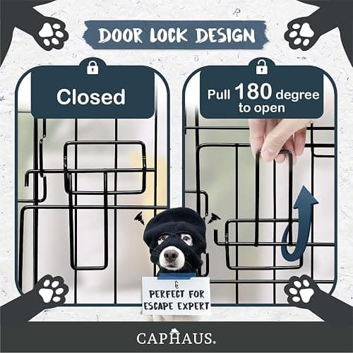 CAPHAUS Foldable Dog Crate Wire Metal Dog Kennel w/Leak-Proof Pan & Protecting Feet & Divider Panel, Single or Double Door, Small, Medium & Large Indoor Wire Cage, 24” w/Single Door thumbnail 6