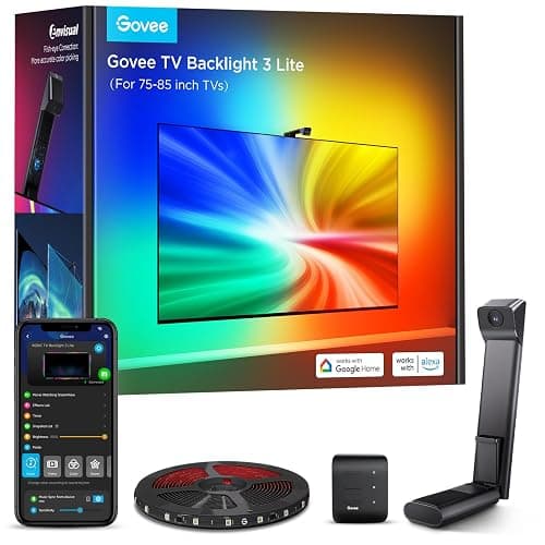 Govee TV Backlight 3 Lite with Fish-Eye Correction Function Sync to 75-85 Inch TVs, 16.4ft RGBICW Wi-Fi TV LED Backlight Strip with Camera, Voice and APP Control, Adapter - Image 1