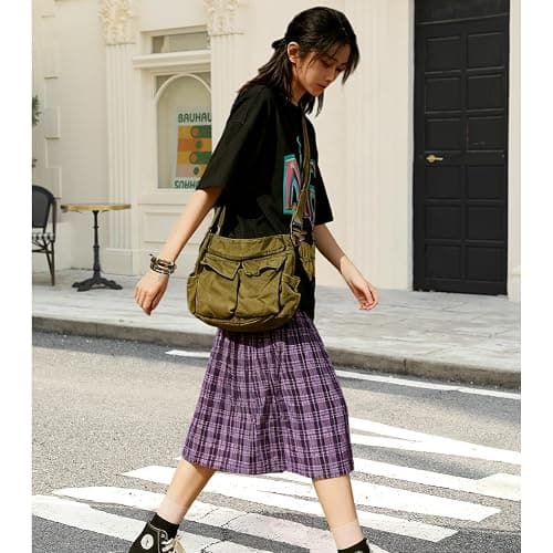 Canvas Messenger Bag for Women, Grunge Bag with Fairy Grunge Bracelet, Crossbody Bag with Bracelets Fairy Grunge Clothes thumbnail 3