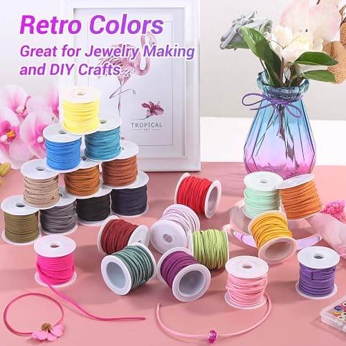 Cridoz Faux Suede Leather Cord, 25 Rolls Flat for Jewelry Making, Leather Strips & Laces for Dream Catcher Supplies DIY Crafts, Thread Velvet String for Necklace, Bracelet, Beading thumbnail 5