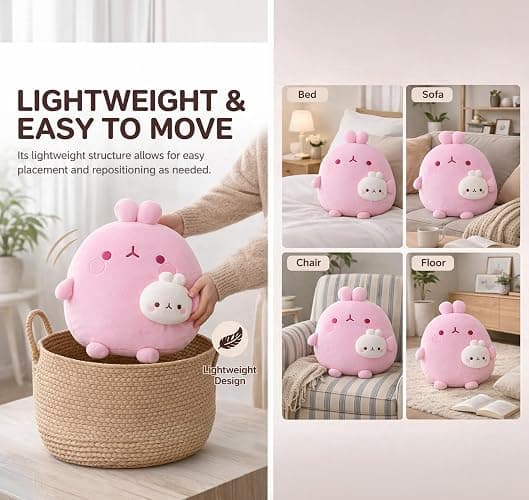 Pink Plush Pillow, Soft Plush Cushion, Smooth & Gentle Texture, Decorative Pillow for Bed, Sofa, Home Décor (10.62 X 7.87 inches) thumbnail 4