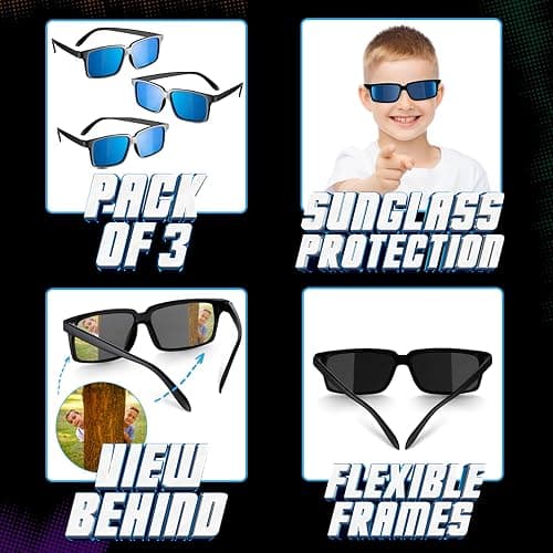 Spy Glasses for Kids in Bulk - (Pack of 3) Spy Sunglasses Rear View to See Behind You, for Fun Party Favors, Spy Gear Detective Gadgets Gift for Boys & Girls Great for Goodie Bags, Carnival Prizes thumbnail 2