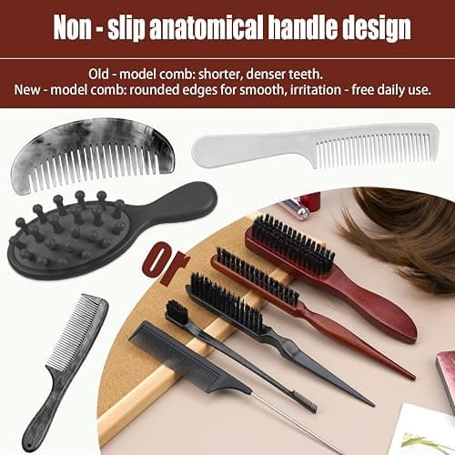 Spazzola Setole Cinghiale,5pcs Styling di Capelli e Barba Spazzola per Capelli con Manico Set per Styling di Capelli e Barba,assaggio del Cuoio Capelluto Uomo e Donna thumbnail 5