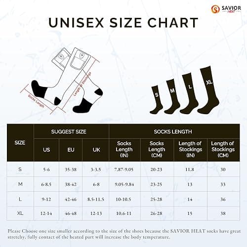 SAVIOR HEAT Heated Socks for Men Women Rechargeable Battery Electric Socks Winter Foot Warmer Outdoor Skiing Hunting Fishing thumbnail 6