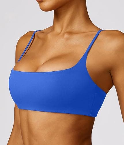 Comper Women's Sports Bra with Thin Straps Stretchy Wirefree Workout Bras Lightweight Workouts Bralette with Removable Pads thumbnail 2