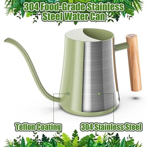 Watering Can Indoor Plants 35oz Sage Green Water Can Indoor Metal Small Water Can Pot with Long Spout for House Bonsai Plants Garden Flower Decorative thumbnail 4