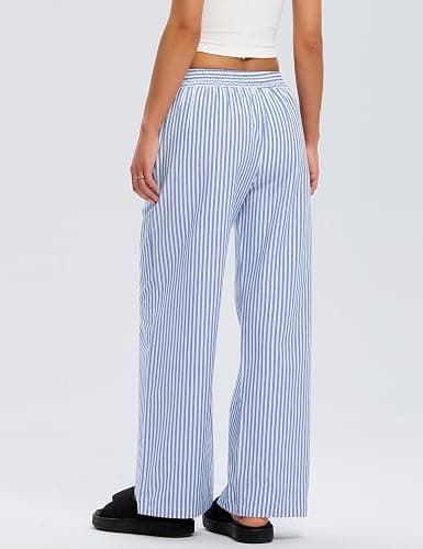 LOMON Striped Gingham Pants Women 2026 Spring Summer Pajamas Wide Leg Pj Lounge Boxer Bottoms Y2k Trousers with Pocket thumbnail 5