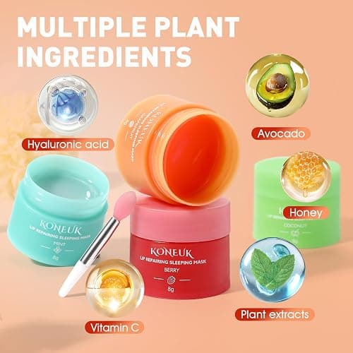 12 Pack Lip Sleeping Mask Set, Overnight Lip Treatment, Nourish and Hydrate Lip Mask With Vitamin C and Coconut Oil, Lip Balm for Dry Lips, Reduce Lip Lines and Improve Lip Color thumbnail 3